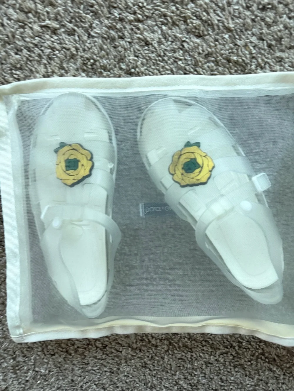 Dolce & Gabbana White Kids Sandals with Yellow Rose Detail